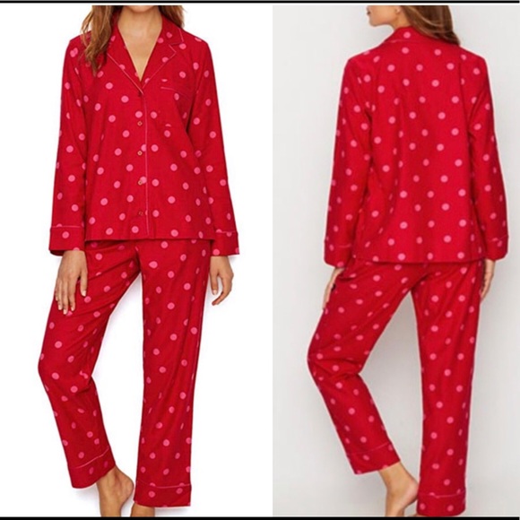 Kate Spade Red Pink Flannel Pajama Set L XLNew - Picture 7 of 8